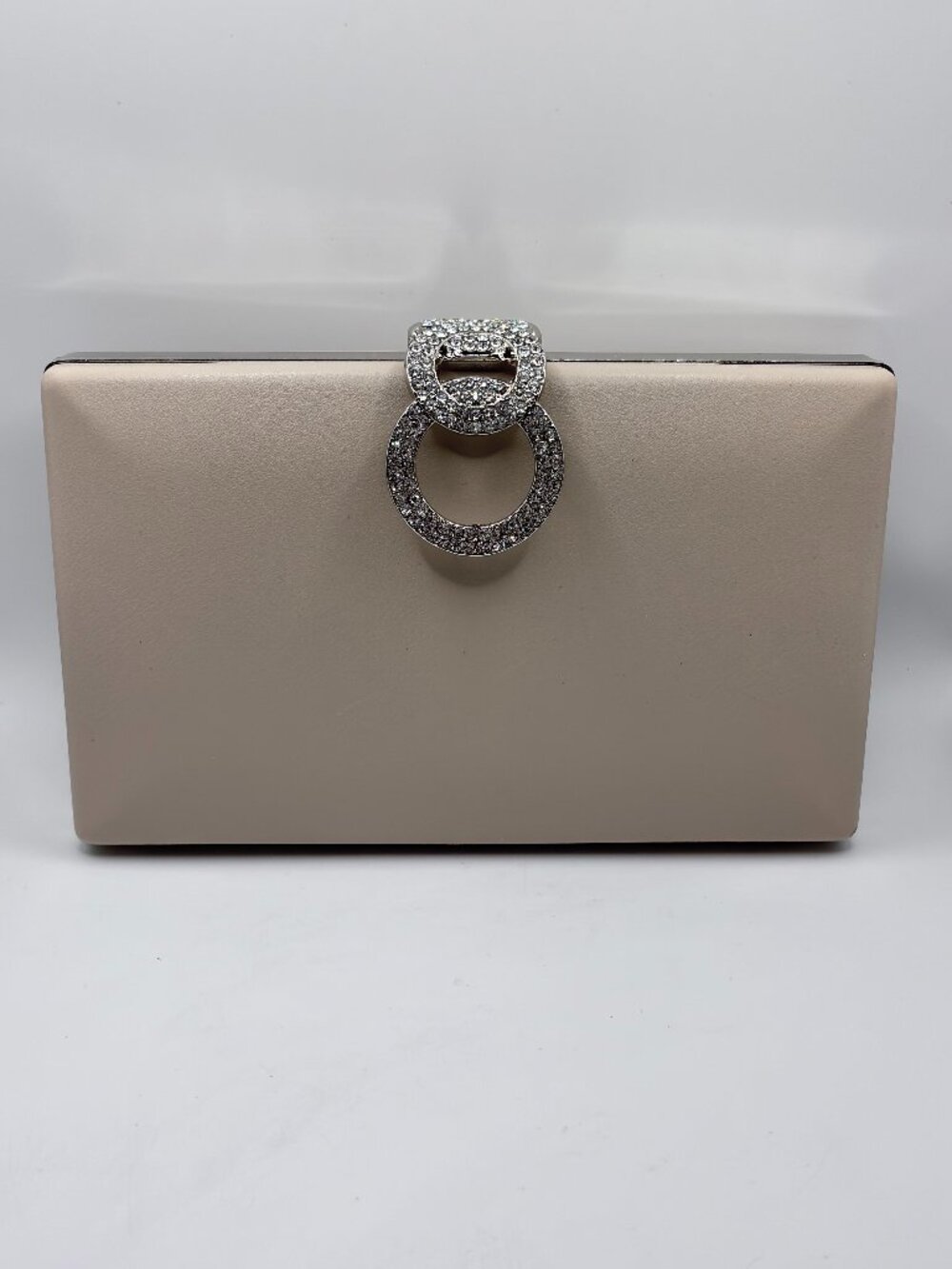 Rhinestone Evening Handbag Clutch with chain Party Prom Neutral Nude Chic Purse